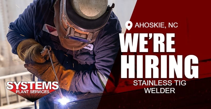 We are hiring Stainless Tig Welder in Ahoskie, NC