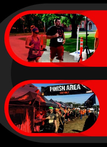 Fitness program: Two photos of participating runners at an event